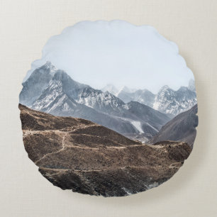 COUSSINS RONDS PHOTO PAYSAGE DES MONTAGNES SOUS NUAGES BLANCS