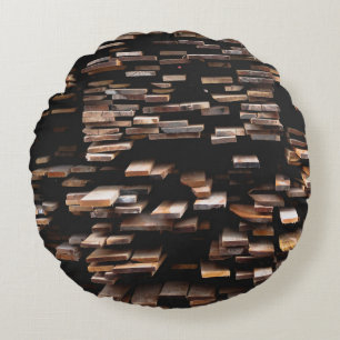 Coussins Ronds Photographie de planches de bois Brown