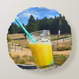 Coussins Ronds Photographie de plein air au jus d'orange – Forêt