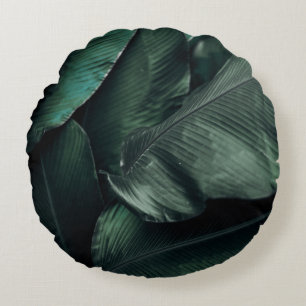 COUSSINS RONDS PHOTOGRAPHIE FEUILLE VERTE