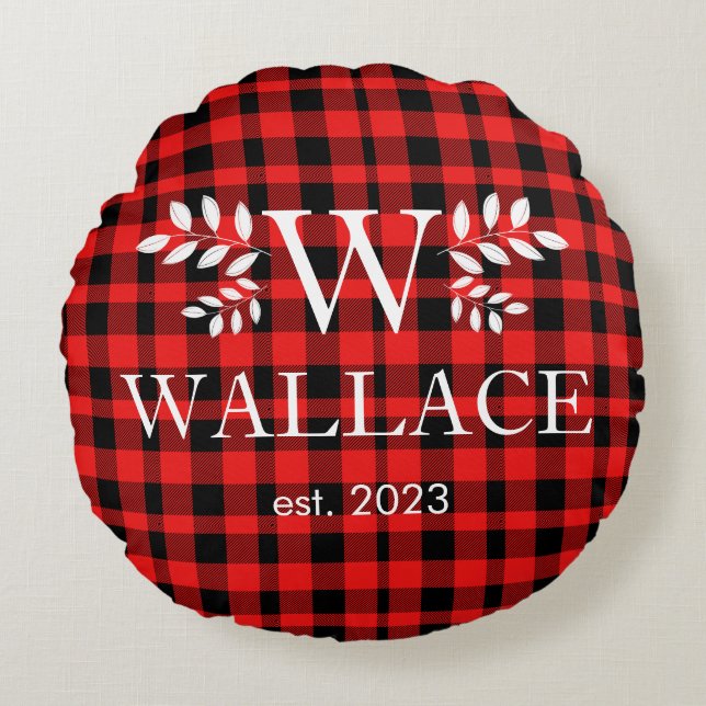 Coussins Ronds Photos de Noël Monogramme de vacances Couple (Devant)