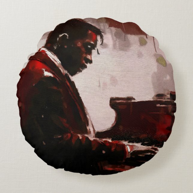 Coussins Ronds Pianiste de bar de nuit (Devant)