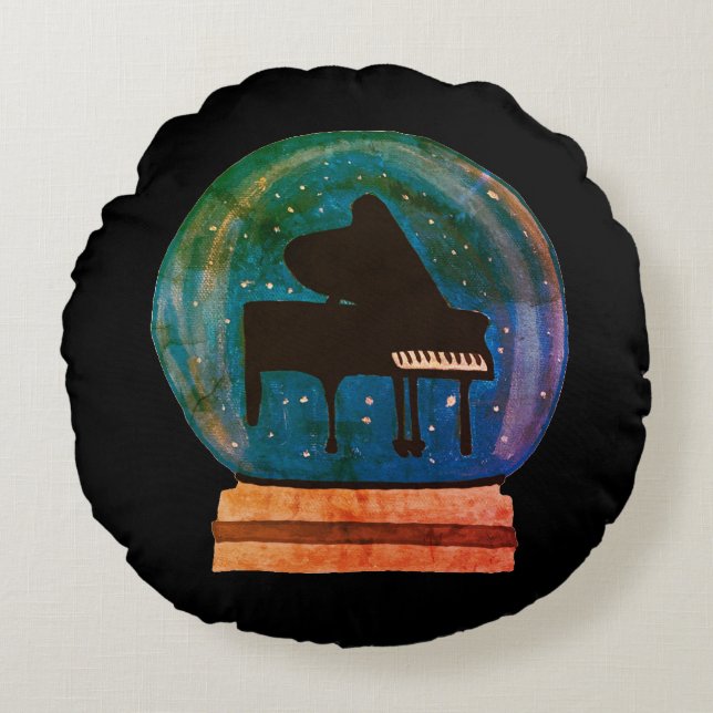 Coussins Ronds Piano dans un lobe de neige (Devant)