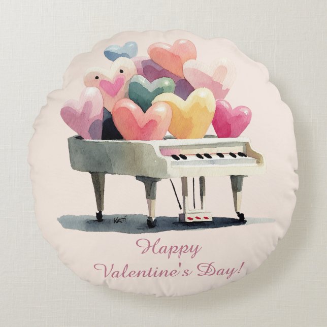 Coussins Ronds Piano de Love Hearts (Devant)