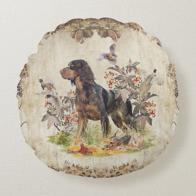 Coussins Ronds Picardy Spaniel, chasse aux oiseaux (Devant)