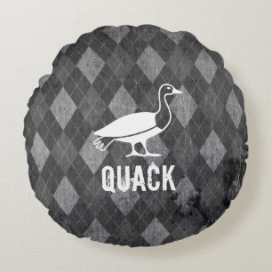 Coussins Ronds Pictogramme de canard sur le Jacquard noir Grunge