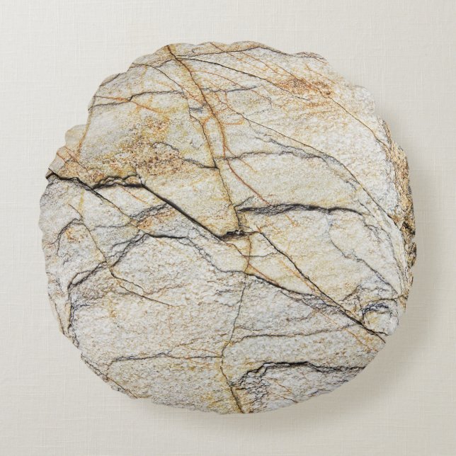 Coussins Ronds Pierre de marbre texturée marron et noire (Devant)