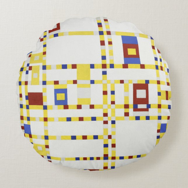 Coussins Ronds Piet Mondrian Broadway Boogie Woogie Art Abstrait (Devant)