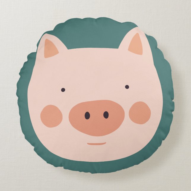 Coussins Ronds Pig Cute Green nursery Baby Room (Devant)