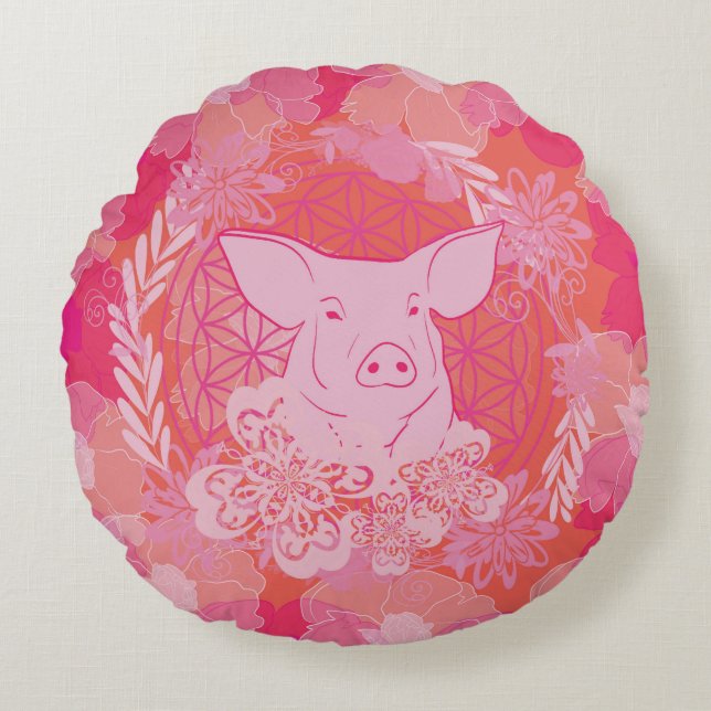 Coussins Ronds PiG Flower of life (Devant)