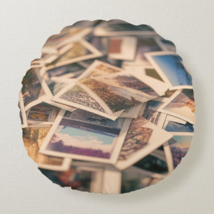 Coussins Ronds Pile de photographies Vintages
