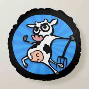 COUSSINS RONDS PILLOTE DE LA VACHE DE CARTOON FUNNY ROUND THROW