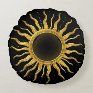 Coussins Ronds Pillow Celestial Gold Sunburst Cosmic Home Decor