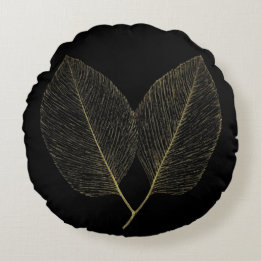 Coussins Ronds Pillow Chic Golden Foliage Noir Accent Decor