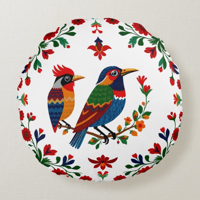 Coussins Ronds Pillow Vibrant Symmetrical Nature Design (Devant)