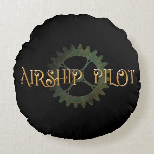 Coussins Ronds Pilote de dirigeable Steampunk (Devant)