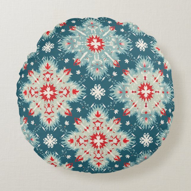 Coussins Ronds Pilote de lancement motif de neige (Devant)