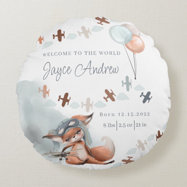 Coussins Ronds Pilote Fox Pilote Naissance Stat Jeu Oreiller (Devant)