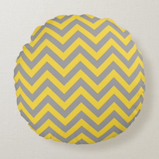 Coussins Ronds Pineapple, Dark Gray Large Chevron Zig Zag (Devant)
