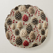 Pinecones d'hiver et baies rouges