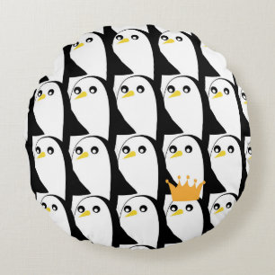 Coussins Ronds Pingouin comique : noir blanc Vintage