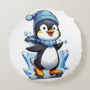 Coussins Ronds Pingouin d'hiver prise de glace