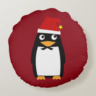 Coussins Ronds Pingouin juif Yamulke de Hanoukka de Noël