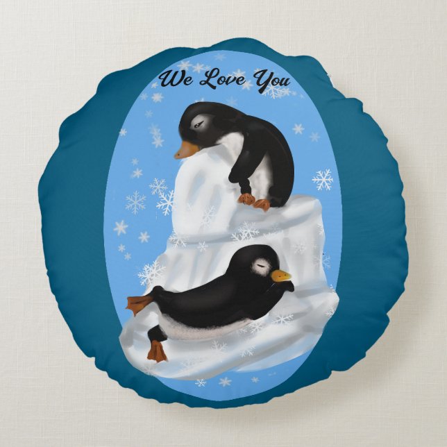 Coussins Ronds Pingouins qui se tapissent (Dos)
