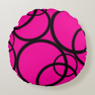 Coussins Ronds Pink and Black Circles