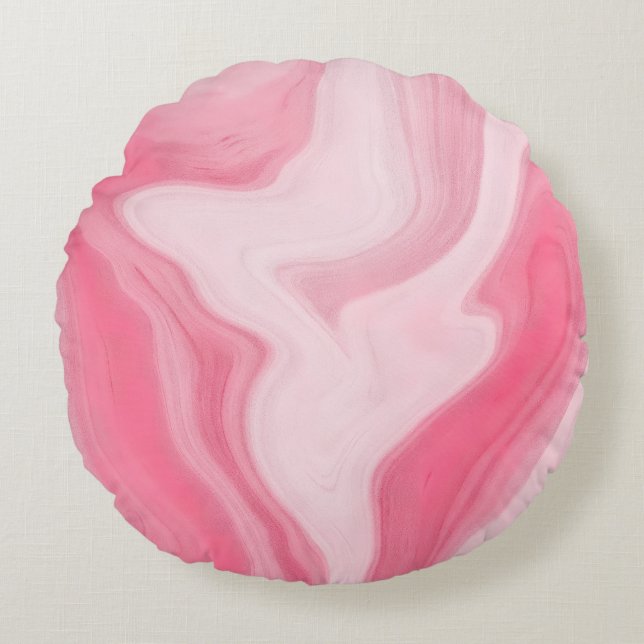 Coussins Ronds Pink Marble Swirl Pattern – Aesthetic Abstract  (Devant)