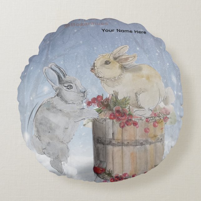 Coussins Ronds "Pipa & Marlow" impression Boganhues  (Devant)
