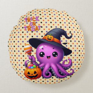 Coussins Ronds Pique ou traitement Halloween à la pieuvre