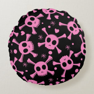 Coussins Ronds Pirate Skull : Girlish Hearts Motif
