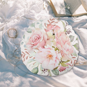 Coussins Ronds Pivoine Fleurie Rose Élégante de la Nurserie
