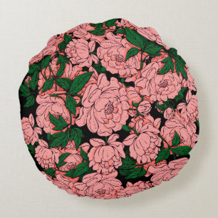 Coussins Ronds Pivoines roses