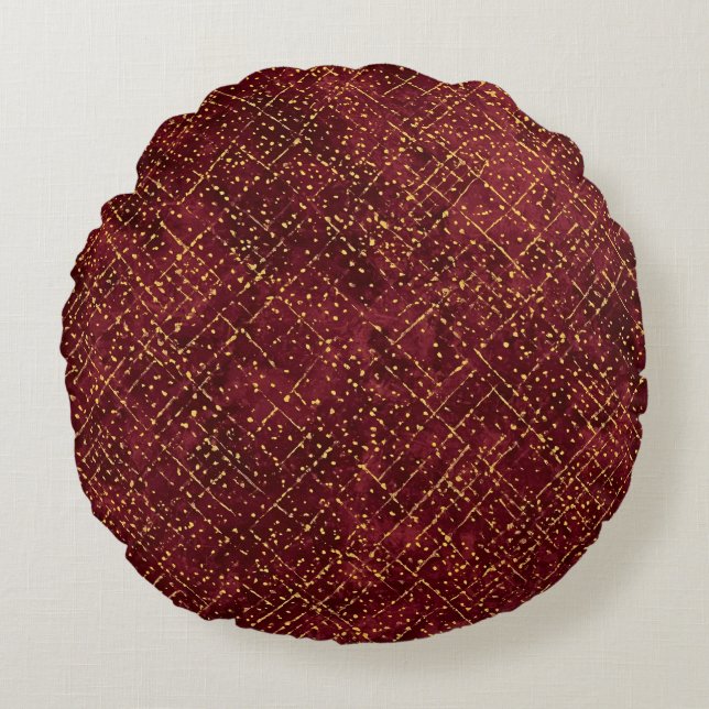 Coussins Ronds Pixels Marron Or Luxueux , Élégant, Moderne (Devant)