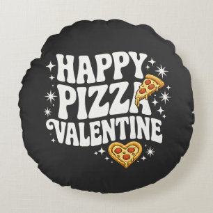 Coussins Ronds Pizza de la Saint-Valentin Joyeuse Création drôle 