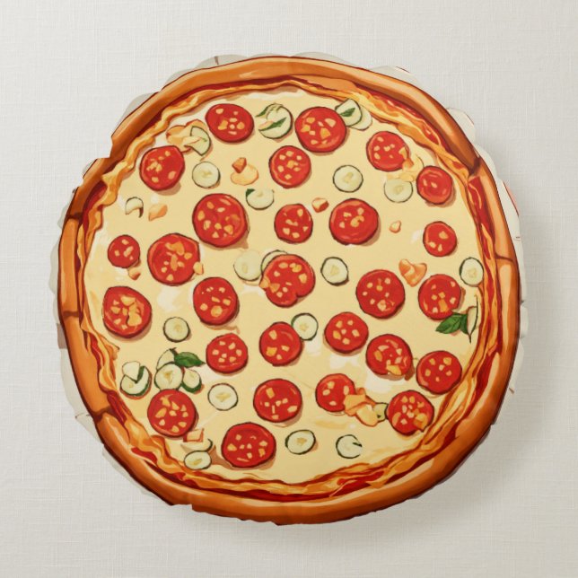 Coussins Ronds Pizza Pop de Pixel (Devant)
