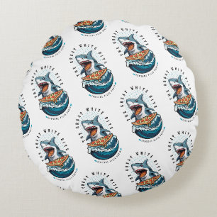 Coussins Ronds Pizza pour manger des requins Le Grand Bite Blan
