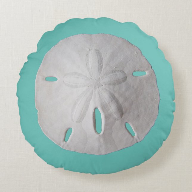 Coussins Ronds Plage de sable fin bleu turquoise (Devant)