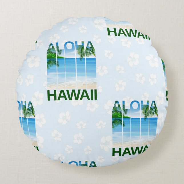 Coussins Ronds Plage d'été de l'île d'Aloha Hawaii (Devant)