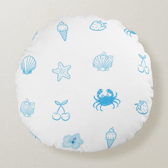 Coussins Ronds Plage grecque minimaliste (Devant)