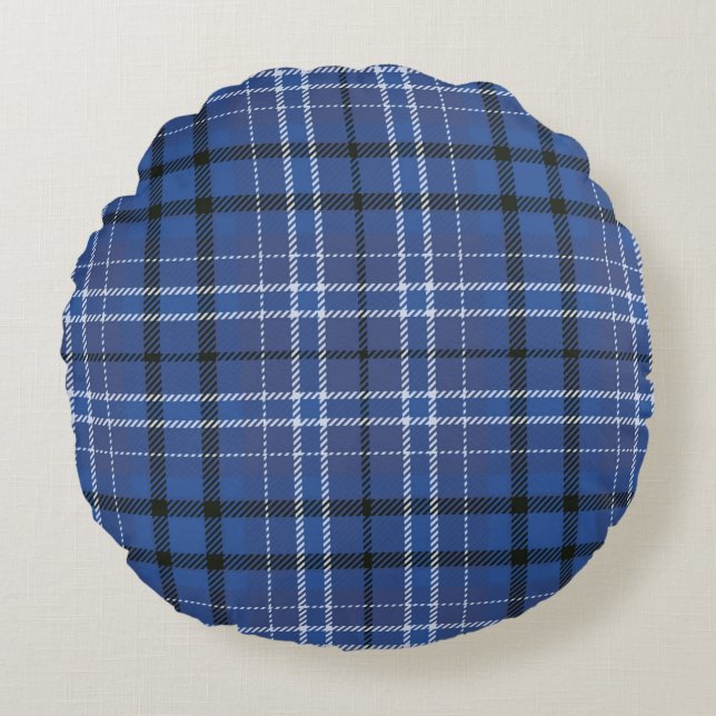 Coussins Ronds Plaid bleu (Devant)