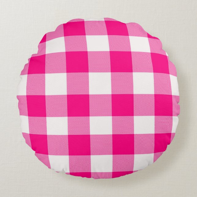 Coussins Ronds Plaid Buffalo Rose  (Devant)