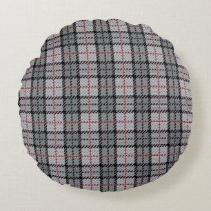Coussins Ronds Plaid de pixel dans le gris avec la rayure rouge