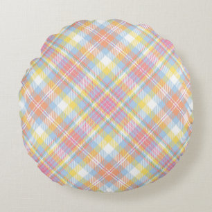 Coussins Ronds Plaid en pastel de rayure
