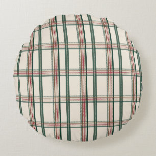 Coussins Ronds Plaid esthétique vert marron vintage