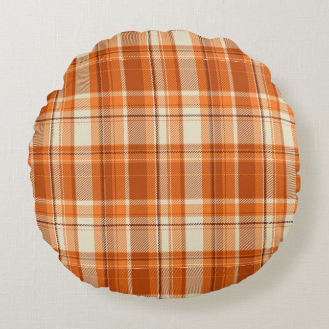 Coussins Ronds Plaid orange (Devant)