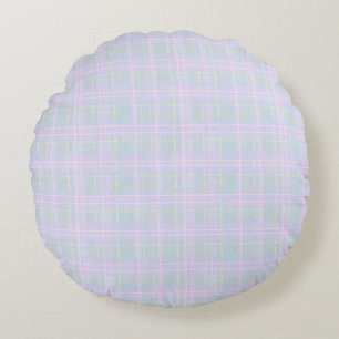 Coussins Ronds Plaid Prairie Bleu