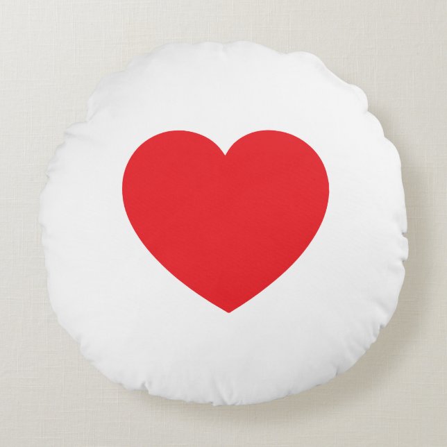 Coussins Ronds Plain Modern White Red Love Heart Graphic (Devant)